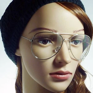 Años 60 Retro Vintage Aviador Metal Mujeres Hombres Marco Unisex Lentes Transparentes Sin Gafas - Imagen 1 de 11