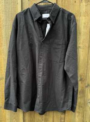 Camisa Topman Para Hombre Talla Pequeña Negra Algodón Tejida Abotonada Manga Larga Informal Foto 1 de 4