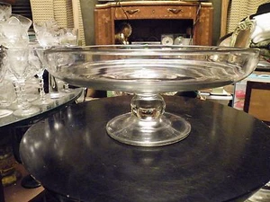 Tiffin Modern Mid Century Swedish Optic Art Glass 12" Console Bowl Ball Stem - Picture 1 of 8