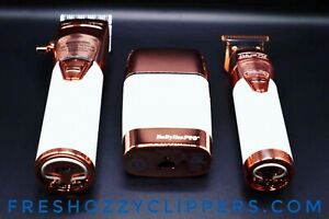 BaByliss PRO FX870W Cordless Clipper, White and rose gold