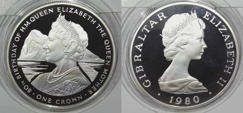 1980 ROCK of GIBRALTAR UK Queen Elizabeth II Silver Proof Crown Coin Cover