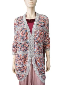 NOISY MAY sz L Confetti Knit 3/4 Length Open Front Cardigan - Picture 1 of 4