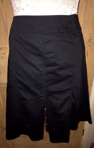 Black cotton split knee length bias cut A-line skirt Karen Millen 10 12 - Picture 1 of 10
