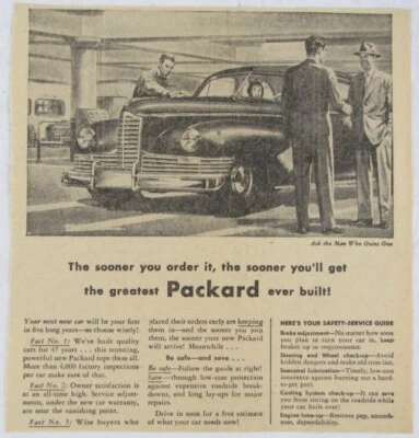 Vintage 1947 PACKARD Sedan Car Newspaper Print Ad - Image 1 of 3