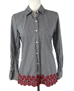 Tommy Hilfiger Bluse Gr. Extra Small dunkelblau weiß Gingham rot Ösen Freizeit - Bild 1 von 13