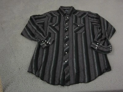 Wrangler Shirt Adult 2XT Tall Big 2X Gray Green Cowboy Flannel Western Snap Mens - Image 1 of 4
