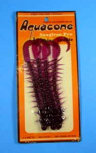 De colección Nuevo de Lote Antiguo Aquacone Hawg Hackle 5" Gusano de Natación Vino Tinto/Púrpura Port Orford Oregon - Imagen 1 de 6
