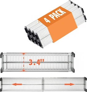 Kalimdor 4 Pack Adjustable Drawer Dividers Clear Plastic Organizers - Picture 1 of 5