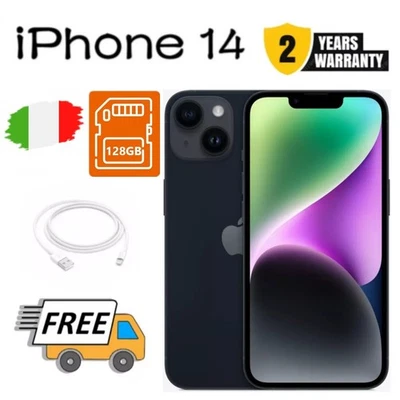 NUOVO Apple iPhone 14 - 128GB - Mezzanotte Nero (Sbloccato) ✔️Garanzia 24 MESI - Immagine 1 di 4