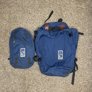 MEI Duffle Bag Hiking Backpack Made in USA Navy Blue Black Rare Zip Vintage VTG - Picture 1 of 10
