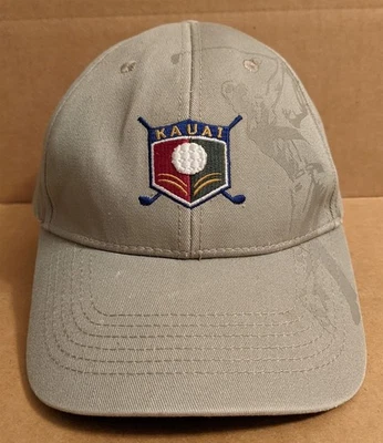 Gorra de béisbol Kauai Hawaii clásica de golf color caqui tostado ajustable con bandera hawaiana Foto 1 de 4