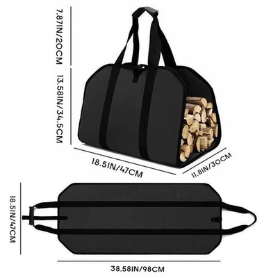 Camping Trips Firewood Storage Bag 600D PVC Construction Secure Carrying - Image 1 of 4