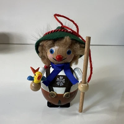 Steinbach Christmas Ornament Hiker Boy w/ Bird Germany Handmade Wood w/Box - Image 1 of 4