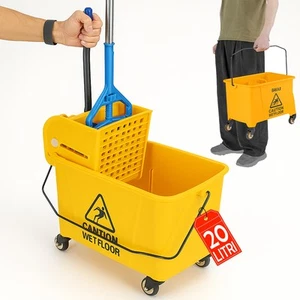Carrello Pulizie Professionale Secchio Lavapavimenti 20 Lt per Mocio con Ruote - Foto 1 di 10