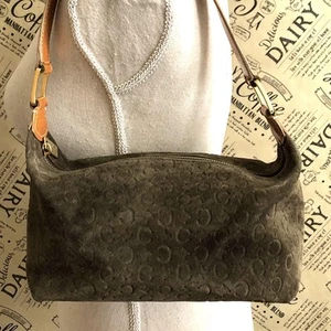 CELINE, Handbag, Pouch, Horse, C Macadam, Suede, Green, FR507,  Catch Fastener - Picture 1 of 12