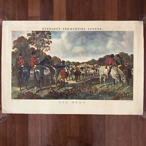 Vintage HERRING’S FOX-HUNTING SCENES “THE MEET” Engraved by J. Harris 36”x24”
