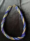 Ross Simons Blue and Gold Murano Torsade Necklace