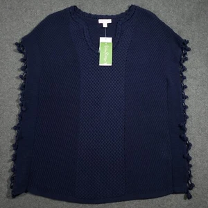Lilly Pulitzer Keating Sweater Womens XS  Navy Blue Pom Pom Textured Knit - Picture 1 of 9