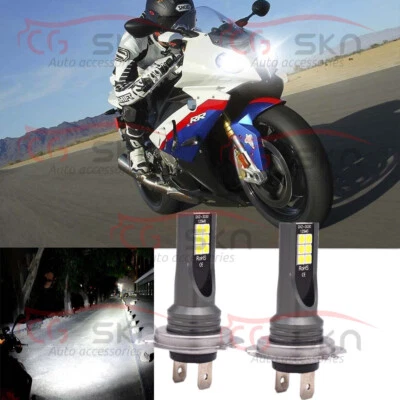 Комплект белых светодиодных передних фар H7 6000K для BMW S1000RR 2009-2018 S1000XR - Изображение 1 из 4