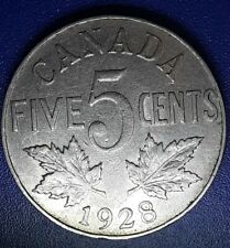 1928 CANADA 5 CENT Canadian Nickel Nice Details