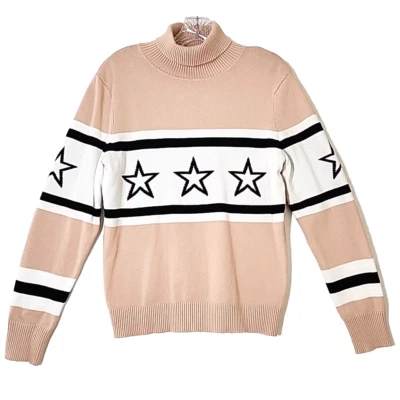 Antonio Melani активный звезда ребристый вязаный водолазка свитер женщин L бежевый дизайнер - Изображение 1 из 4