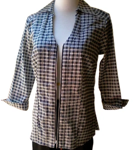 C O M O Top/Cubierta Talla S Manga 3/4 Cremallera Frontal Negro/Blanco Geo Algodón/Spandex - Imagen 1 de 9