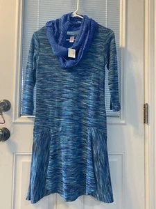 NWT Justice Girls 16 Sweater Dress Knit 3/4 Sleeve Lined Infinity Scarf Blue NEW - Picture 1 of 8