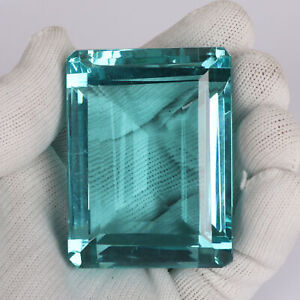 Lab Created Aquamarine Emerald Cut Hydro Gem Aqua Color  676 Ct 53X40X33 size