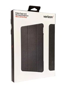 Verizon Folio Tablet Case + Screen Protector Apple iPad 7th/8th 10.2 - Black - Picture 1 of 2