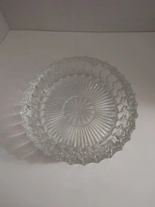 Vintage Clear Cut Glass Ashtray Heavy Piece 2" Tall 7.25" Wide Indiana Glass - Picture 1 of 6