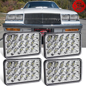 Fit 1982 1983 1984 1985 1986 1987 Buick Regal 4pc 4x6" LED Headlights Hi-Lo Beam