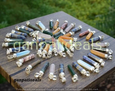 Подвеска-карандаш с розовым кварцем и смешанными драгоценными камнями лоты ювелирных изделий с серебряным покрытием 925 пробы 5 шт. - Изображение 1 из 4