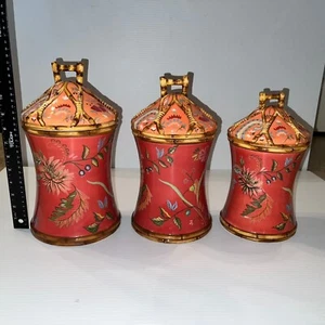 Tracy Porter The Artisan Road Collection Hand Painted Set of 3 Canisters - Picture 1 of 21
