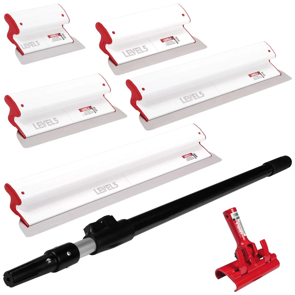 LEVEL5 Drywall Composite Skimming Blades w/ Adapter + Handle | 7pc Set | 5-446C - Image 1 of 1