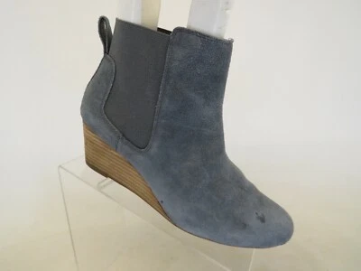 Lands End Blue Suede Wedge Fashion Ankle Boots Bootie Womens Size 9.5 B - Image 1 of 4