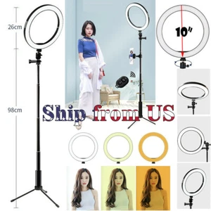 10" LED Ring Fill Light w/Stand & Mount Kit for Camera Phone Selfie Video Stream - Picture 1 of 12