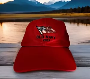 Old Navy USA Ball Cap Hat vintage 2003 100% Cotton Red Youth Child Adjustable - Picture 1 of 7