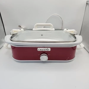 Crock Pot Casserole Slow Cooker Burgundy Red Locking Lid Tested SCCPCCM350-CR - Picture 1 of 24