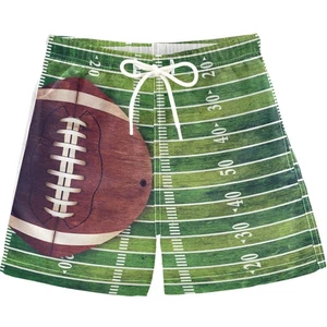 Boys Swim Trunks Toddler Swim Shorts Retro Grunge American Football Field and... - Picture 1 of 6