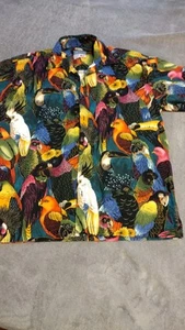 High Seas Trading Co Colorful Parrot Bird Print Shirt Mens XL Button Up USA - Picture 1 of 7