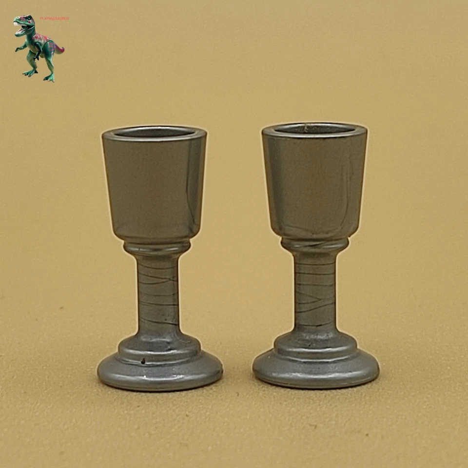 X2 Playmobil verre gris-verre à vin-eau-île pirate-prison-château médiéval - Photo 1/1