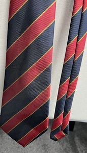 Corbata Para Hombre Azul Marino Rojo Multi Rayas Vintage Estampada 3.25" Ancho 55" Largo - Imagen 1 de 2