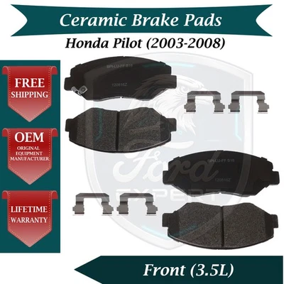 Kit de pastillas de freno delanteras de cerámica premium OE para Honda Pilot 2003-2008 9 años de garantía Foto 1 de 4