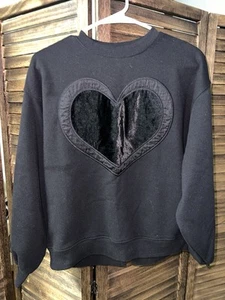 Zara Girls Heart Patch Sweatshirt in Black size 8 - Picture 1 of 3