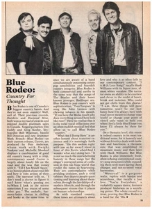 Canadian Country Blue Rodeo Country For thought Review magazine CLIPPING photo - Imagen 1 de 1