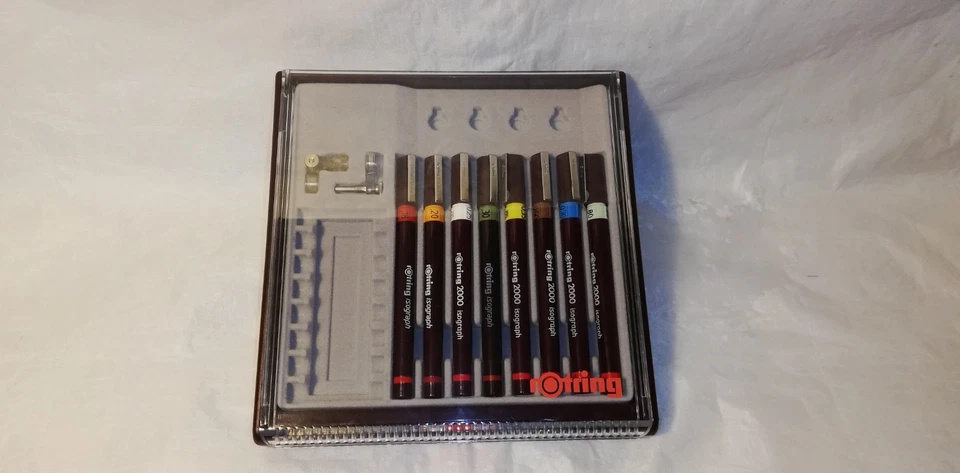 ⭕⭕⭕⭕ROTRING COLLEGE SET ISOGRAPH 8 PENS ⭕⭕⭕⭕UNBENUTZ⭕⭕UNUSED⭕⭕ASSEMBLED SET - Immagine 1 di 4