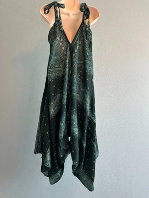 Womens Rayon Harem Romper Jumpsuit, Boho Hippie and Parachute Style w/ pockets - Image 1 of 3