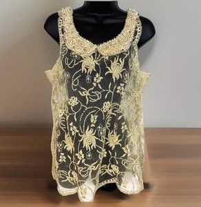 Anthropologie Moulinette Soeurs Misses Medium Tank Ivory Embellished Sheer New - Picture 1 of 11