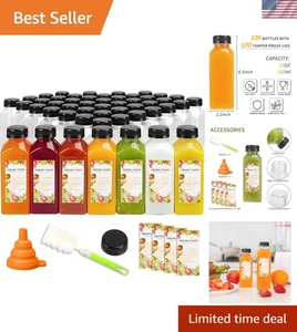Bottiglie di succo sfuse 12 oz con coperchi, etichette, imbuto - Foto 1 di 9
