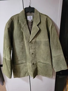Ash Creek Mens Green Leather Coat Jacket Size Large Excellent Condition  - Picture 1 of 5